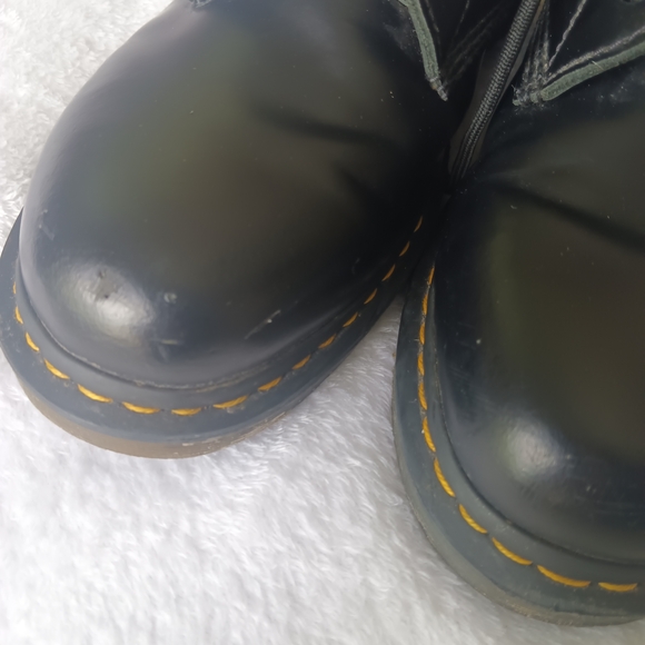 Dr. Martens used black ankle boots Sleek Black Lace-Up Combat Boots - Picture 4 of 10